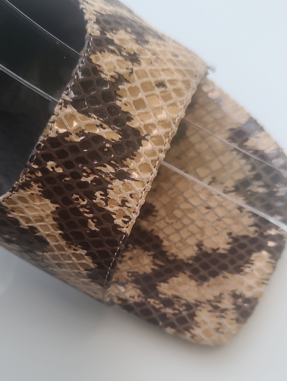 A. Marinelli Tan and Black Snake-Print Slingback Heels - Picture 3 of 7